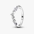 Wishbone sterling silver ring with clear 192390C01-60 (High Resolution)