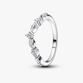 Wishbone sterling silver ring with clear 192390C01-50 (High Resolution)