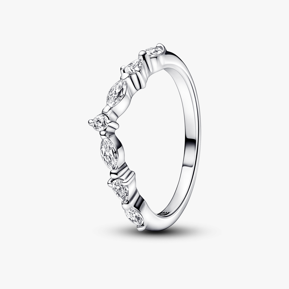 Wishbone sterling silver ring with clear 192390C01-50 (High Resolution)