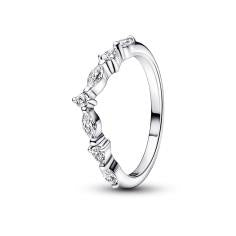 Wishbone sterling silver ring with clear 192390C01-50
