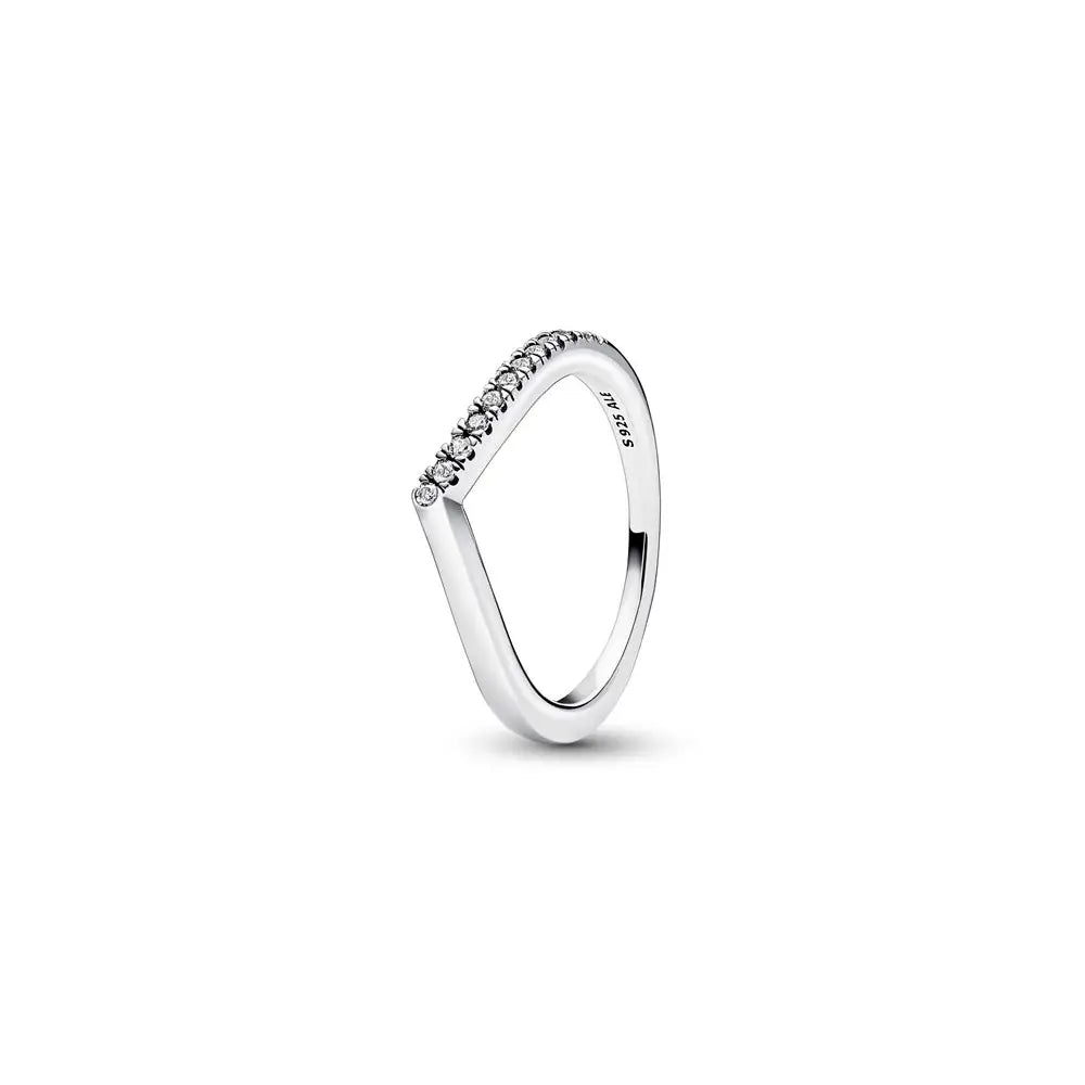 Wishbone sterling silver ring with clear 192394C01-48 (High Resolution)