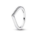 Wishbone sterling silver ring with clear 192394C01-48