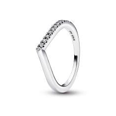 Wishbone sterling silver ring with clear 192394C01-48
