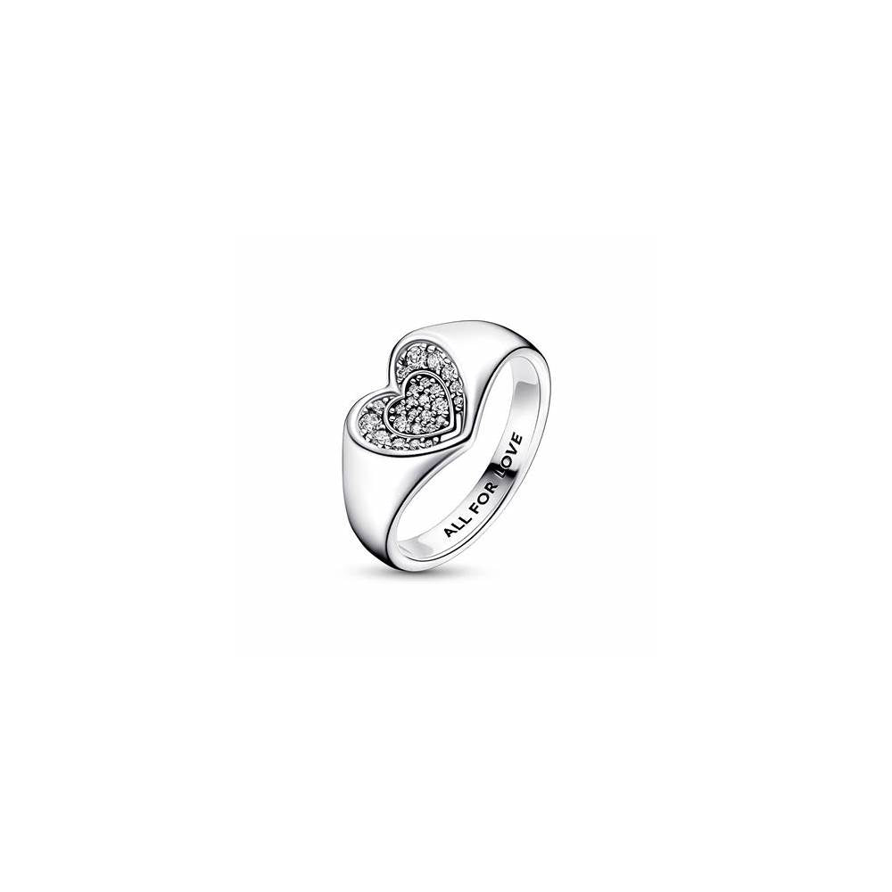Heart sterling silver ring with clear cu 192491C01-52 (High Resolution)