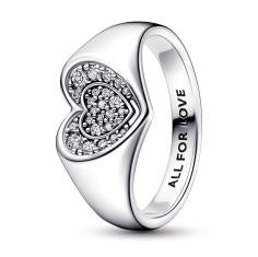 Heart sterling silver ring with clear cu 192491C01-52