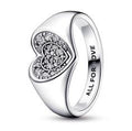 Heart sterling silver ring with clear cu 192491C01-50