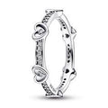Hearts sterling silver ring with clear c 192496C01-52