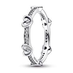 Hearts sterling silver ring with clear c 192496C01-54