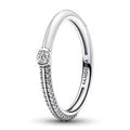 Sterling silver ring with white enamel and clear cubic zirconia 192528C02-54