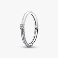 Sterling silver ring with white enamel and clear cubic zirconia 192528C02-54 (High Resolution)