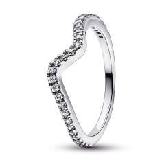 Wave sterling silver ring with clear cubic zirconia 192539C01-54