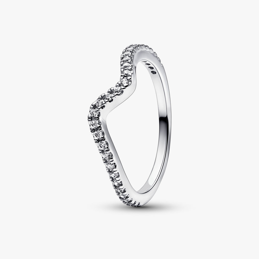 Wave sterling silver ring with clear cubic zirconia 192539C01-54 (High Resolution)