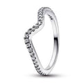 Wave sterling silver ring with clear cub 192539C01-52