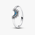 Celestial moon sterling silver ring with night blu 192675C01-50 (High Resolution)
