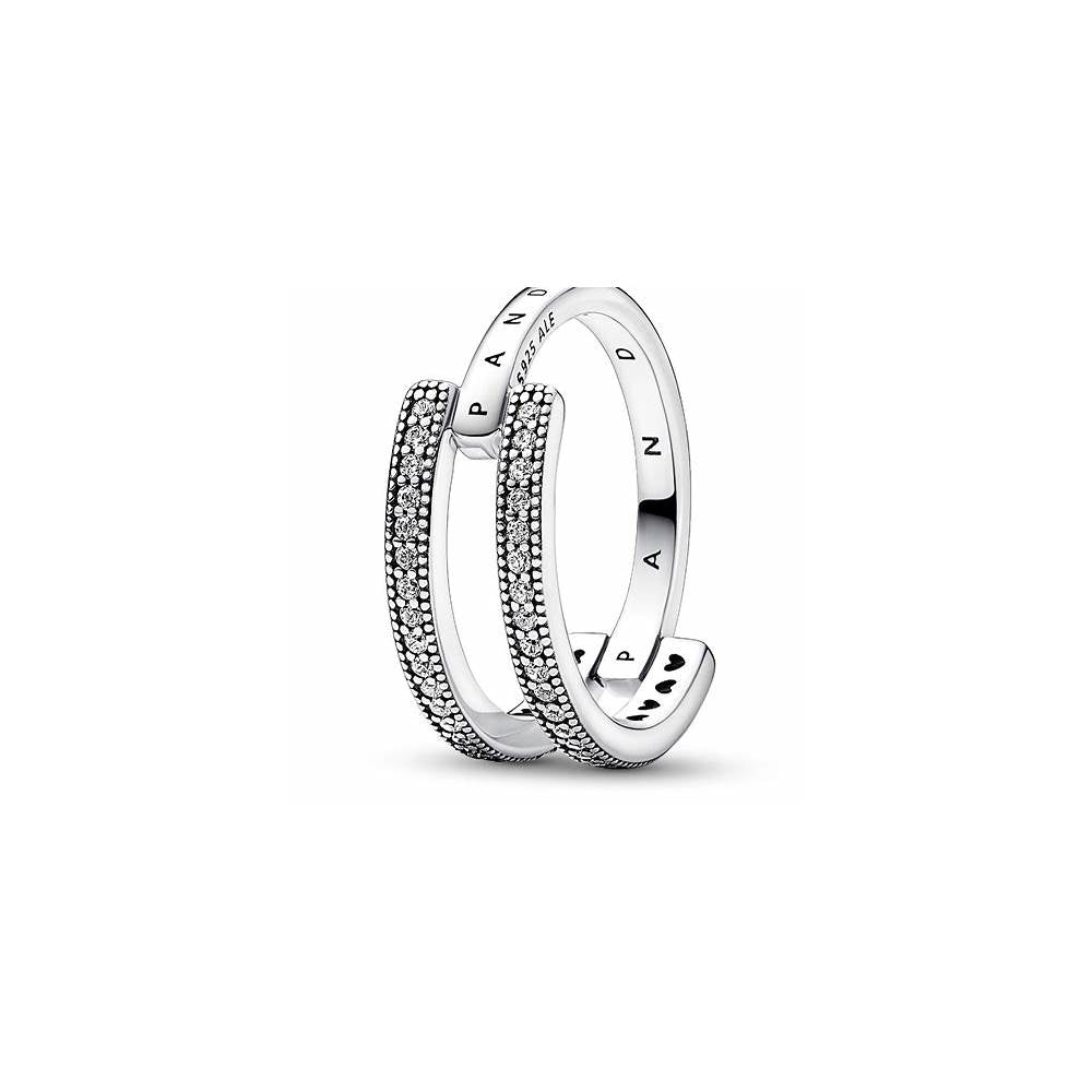 Pandora Signature Logo & Pav?Double Band 192779C01-54 (High Resolution)