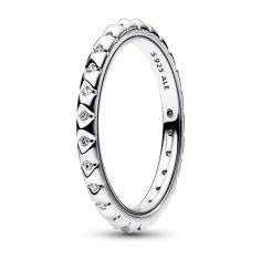 Sterling silver pyramid studded ring with clear cubic zirconia 192800C01-58