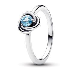 Sterling silver ring with sea aqua blue crystal 192993C03-54