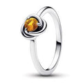 Sterling silver ring with honey coloured crystal 192993C11-54