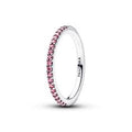 Sterling silver ring with fancy pink cubic zirconi