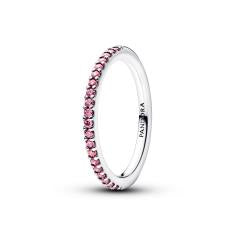 Sterling silver ring with fancy pink cubic zirconi