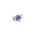 Herbarium cluster sterling silver ring with princess blue crystal and clear cubic zirconia 193000C01-50 (High Resolution)