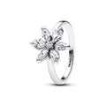 Herbarium cluster sterling silver ring with clear  193000C02