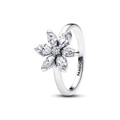 Herbarium cluster sterling silver ring with clear  193000C02