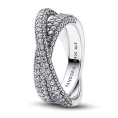Dual band sterling silver ring with clear cubic zirconia 193022C01-60