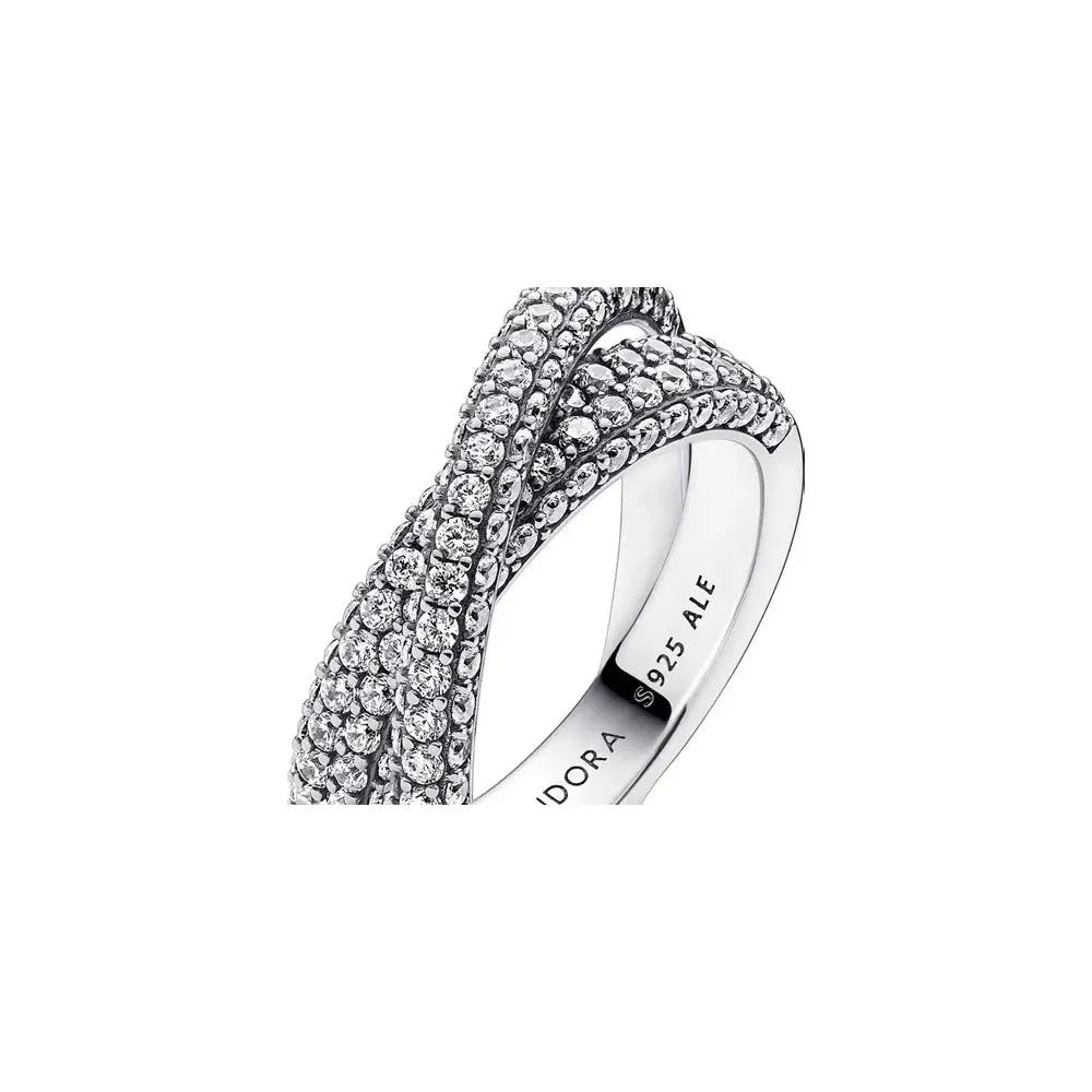 Dual band sterling silver ring with clear cubic zirconia 193022C01-58 (High Resolution)