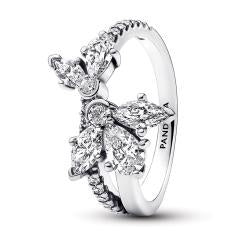 Herbarium cluster sterling silver ring with clear cubic zirconia 193023C01-56
