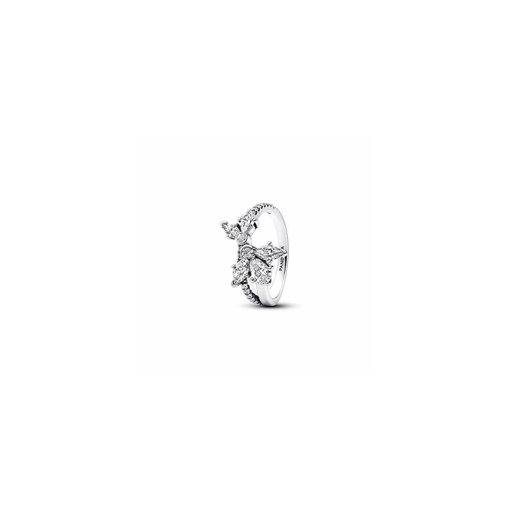 Herbarium cluster sterling silver ring with clear cubic zirconia 193023C01-58 (High Resolution)