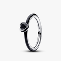 Heart sterling silver ring with black cr 193088C01-52 (High Resolution)