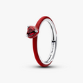 Heart sterling silver ring with salsa red crystal (High Resolution)