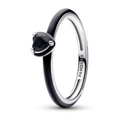 Heart sterling silver ring with black cr 193088C01-54