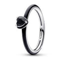 Heart sterling silver ring with black cr 193088C01-52