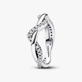 Double wave sterling silver ring with clear cubic zirconia 193098C01-54 (High Resolution)