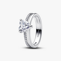 Heart sterling silver ring with clear cubic zirconia 193100C01-52 (High Resolution)