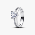 Heart sterling silver ring with clear cubic zirconia 193100C01-54 (High Resolution)