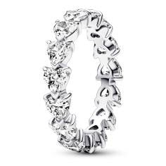 Hearts sterling silver ring with clear cubic zirconia 193103C01-56