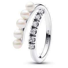 Sterling silver open ring with white tre 193145C01-52
