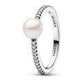 Sterling silver ring with white treated freshwater cultured pearl and clear cubic zirconia 193158C01-54