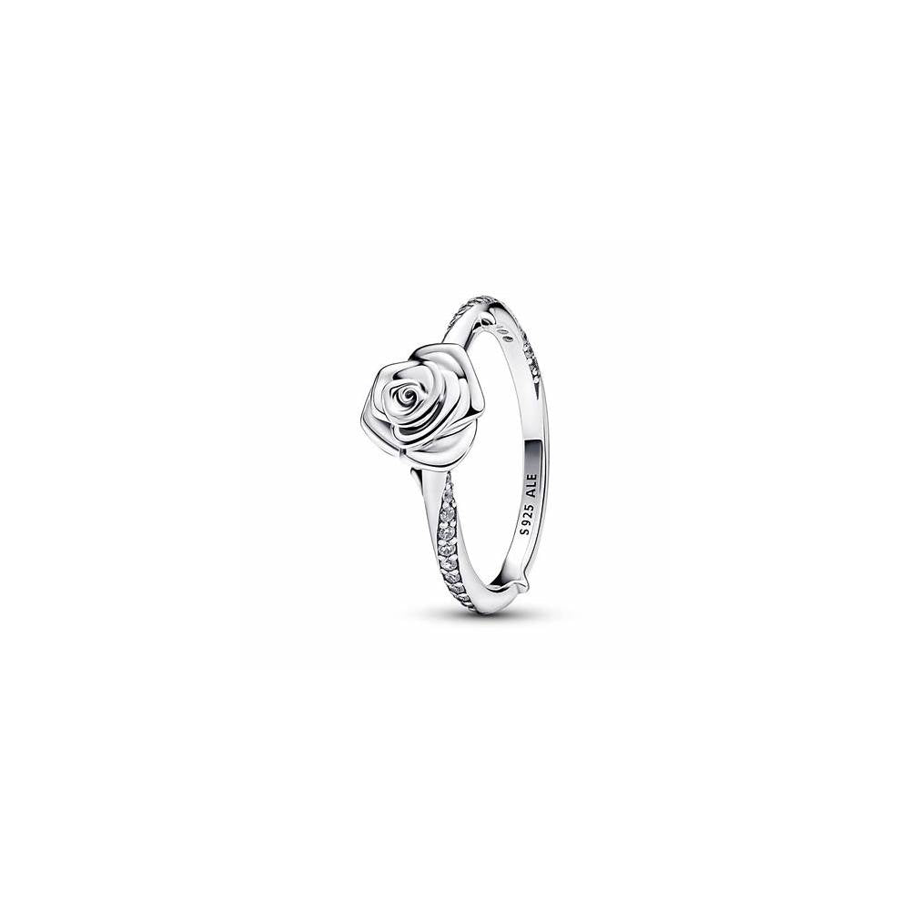 Rose sterling silver ring with clear cub 193215C01-52 (High Resolution)