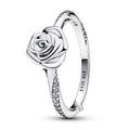Rose sterling silver ring with clear cub 193215C01-52