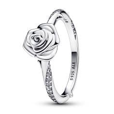 Rose sterling silver ring with clear cub 193215C01-52