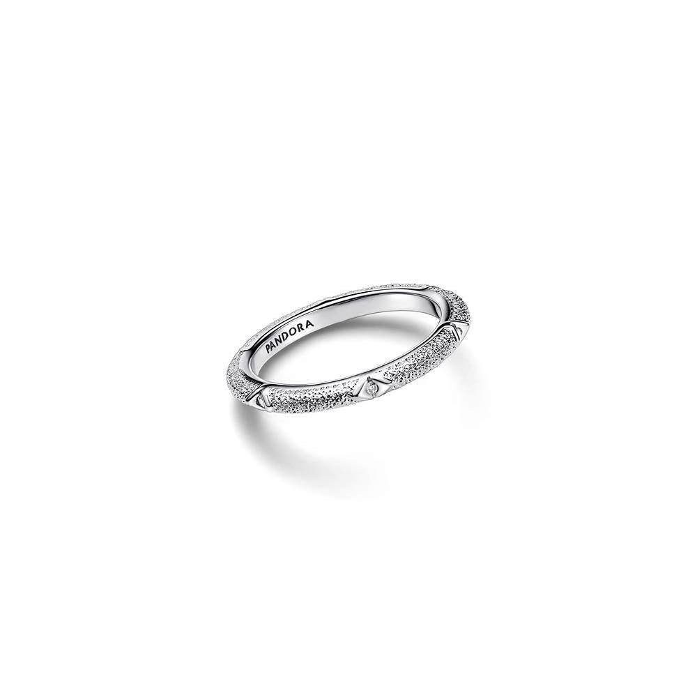 Texture sterling silver ring with clear 193322C01-54 (High Resolution)