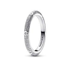 Texture sterling silver ring with clear 193322C01-54