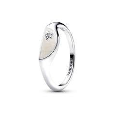 Halved signet sterling silver ring with 193325C01-60