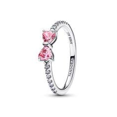 Bow sterling silver ring with fancy pink and clear cubic zirconia 193510C01-56
