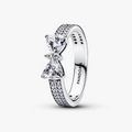 Bow sterling silver ring with clear cubi 193552C01-50 (High Resolution)
