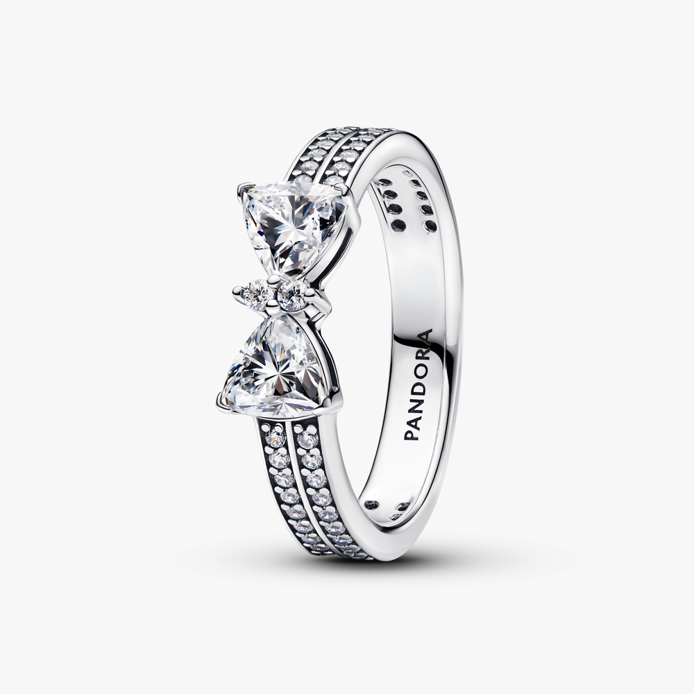 Bow sterling silver ring with clear cubi 193552C01-50 (High Resolution)